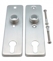 Escutcheon plate set 165x45 mm, PC hole, 75 mm distance with screw set M5x45 mm and fixing nuts and bolts