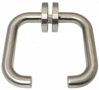 Tubular door handle set U-Form or L-Form, 145 mm length with rosets, 9 mm spindle and fixing screw set (Stainless steel)